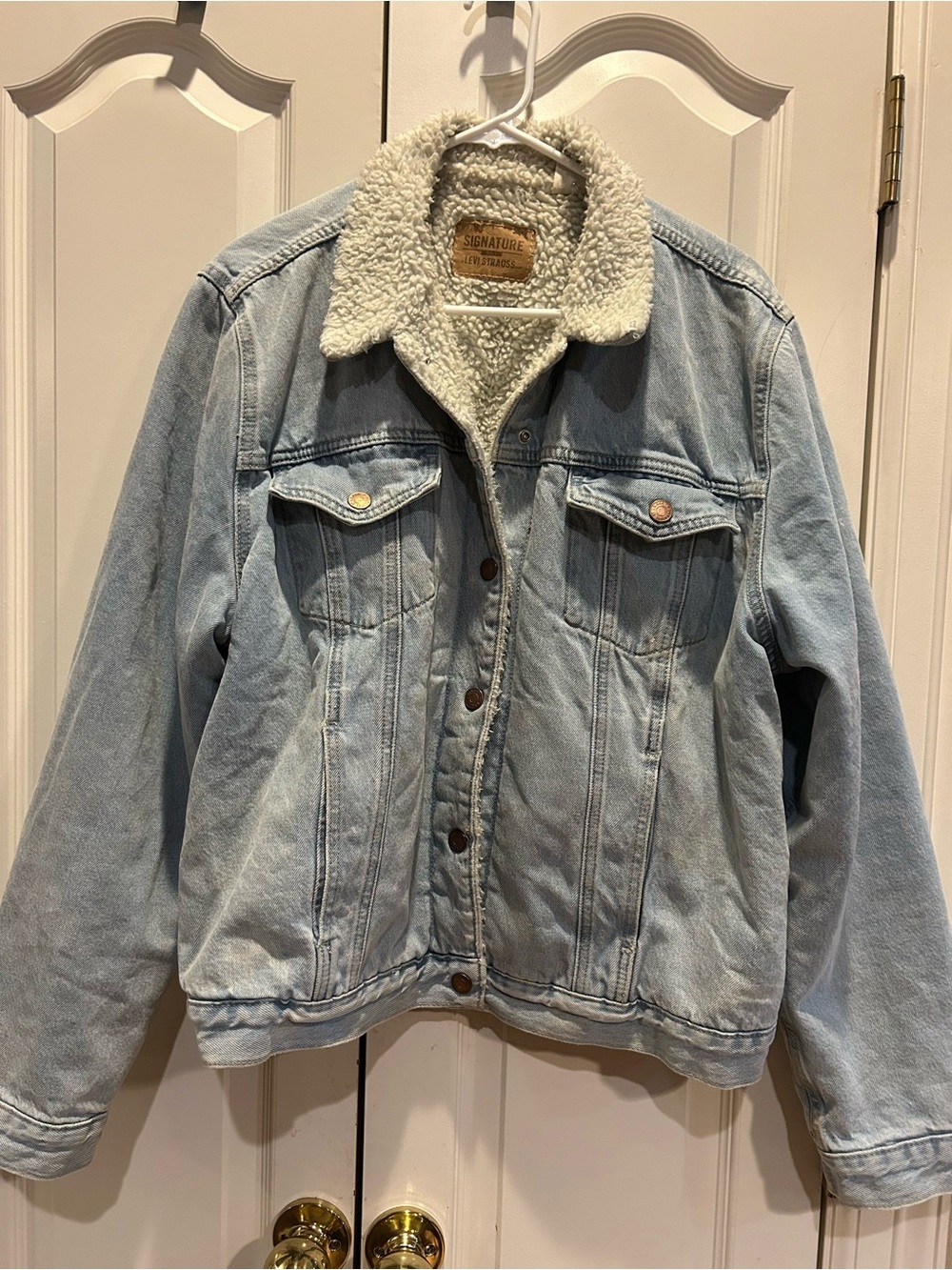Levi's denim Sherpa trucker, biker cowboy jacket